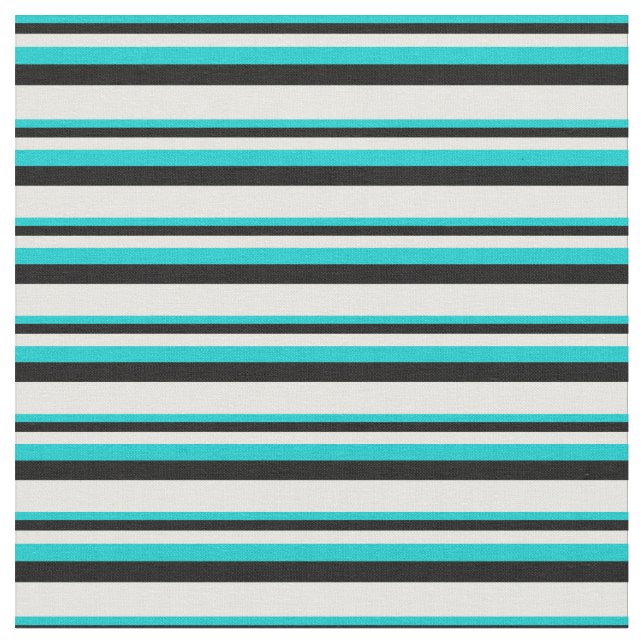 Dark Turquoise, Black, and White Lines Fabric (Close Up)
