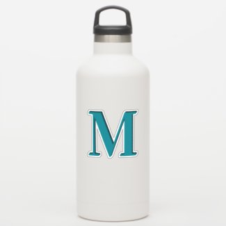 Dark Turquoise Black Ombre Classic Monogram Sticker