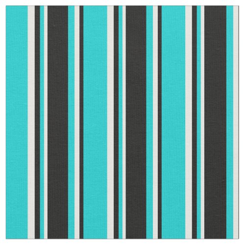 Dark Turquoise Black  White Colored Stripes Fabric