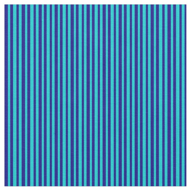 Dark Turquoise & Blue Colored Stripes Fabric (Close Up)