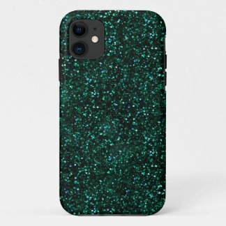 Dark Turquoise Blue Green Glitter iPhone 11 Case