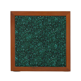 Dark Turquoise Blue Green Glitter Desk Organizer