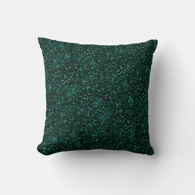Dark Turquoise Blue Green Glitter Throw Pillow (Front)