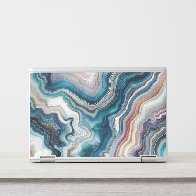 Dark Turquoise Blue Purple Quartz Agate Pattern HP Laptop Skin (Front)