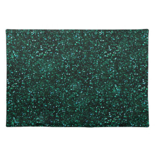 Dark Turquoise Blueish Spring Green Glitter Placemat