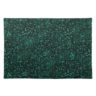 Dark Turquoise Blueish Spring Green Glitter Placemat