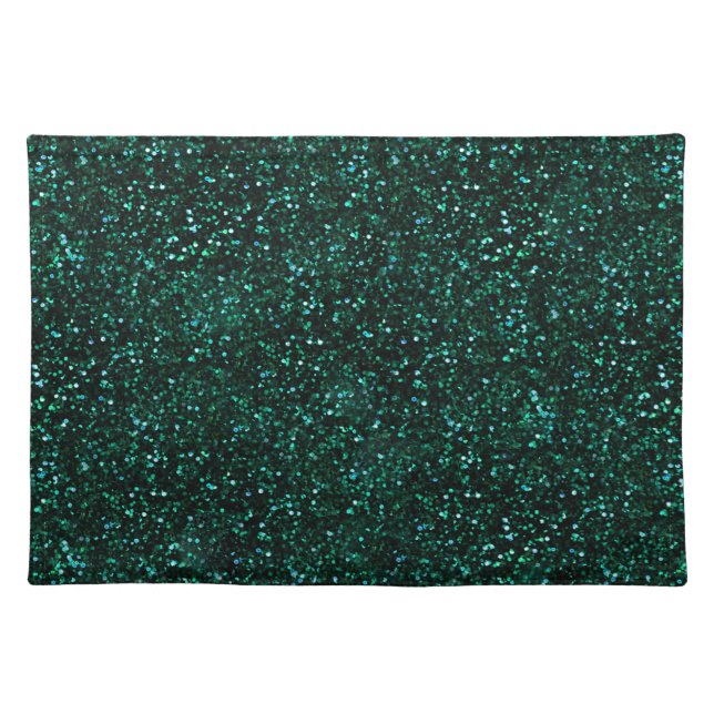 Dark Turquoise Blueish Spring Green Glitter Placemat (Front)