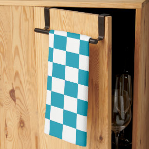 Dark turquoise checkered kitchen towel