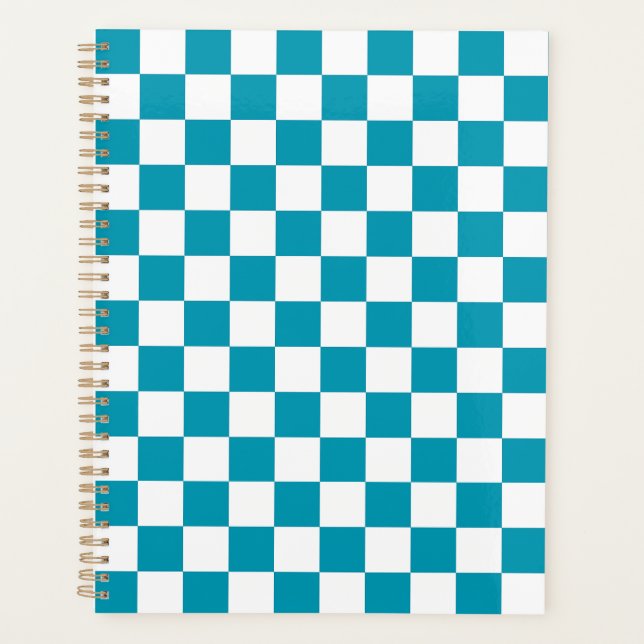 Dark turquoise checkered  planner (Front)