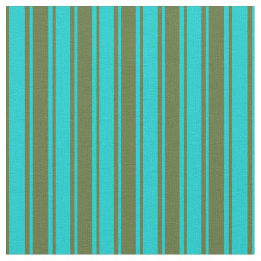 Dark Turquoise & Dark Olive Green Striped Pattern Fabric