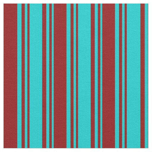 Dark Turquoise & Dark Red Pattern of Stripes Fabric