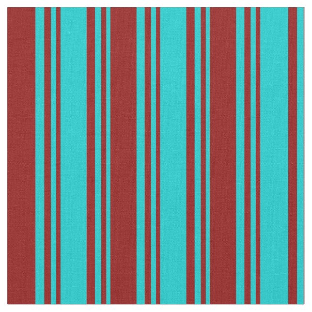 Dark Turquoise & Dark Red Pattern of Stripes Fabric (Close Up)