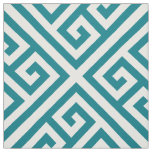 Dark Turquoise Diagonal Square Greek Key Pattern Fabric