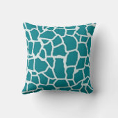 Dark Turquoise Giraffe Animal Print Throw Pillow (Back)