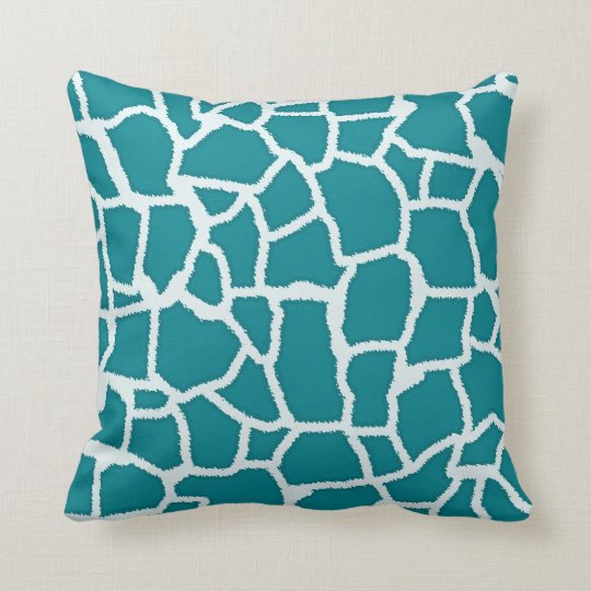 Dark Turquoise Giraffe Animal Print Throw Pillow Zazzle