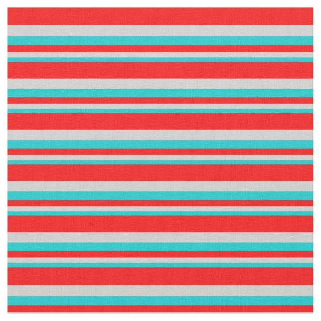 Dark Turquoise, Light Gray, and Red Pattern Fabric (Close Up)