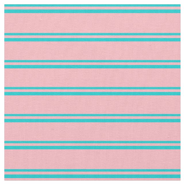 Dark Turquoise & Light Pink Lines Pattern Fabric (Close Up)