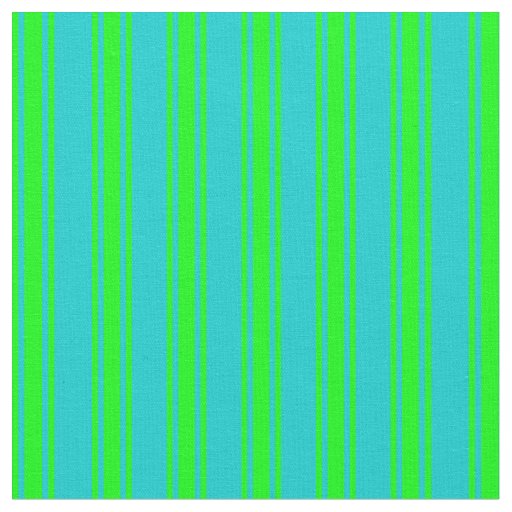 Dark Turquoise & Lime Colored Lined Pattern Fabric