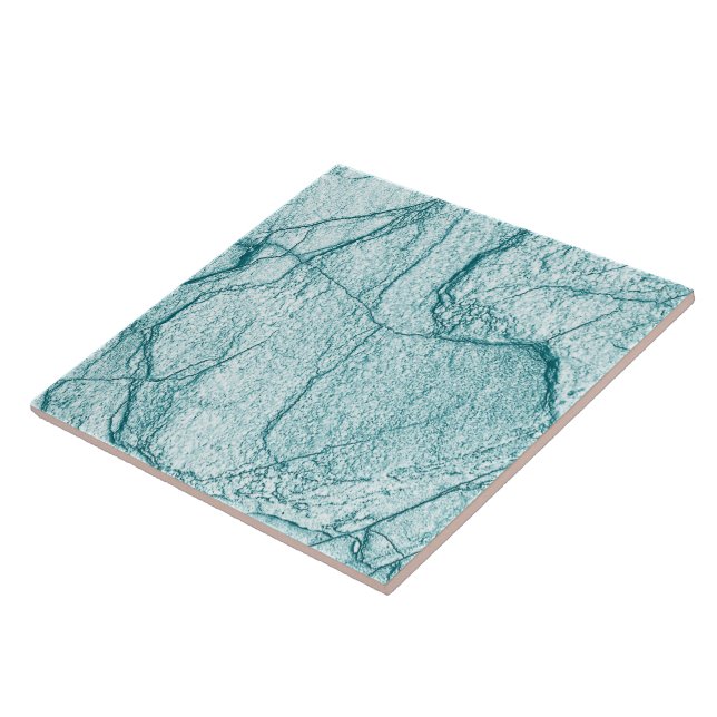 Dark Turquoise Marble Look Ceramic Tile (Side)