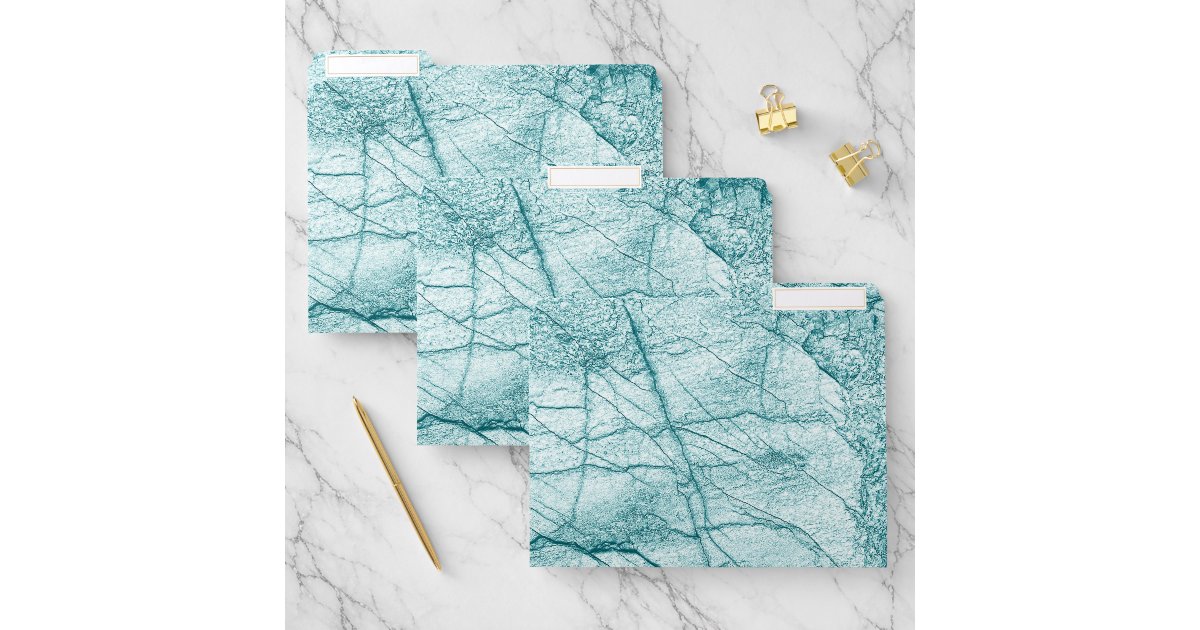 Dark Turquoise Marble Look File Folder | Zazzle