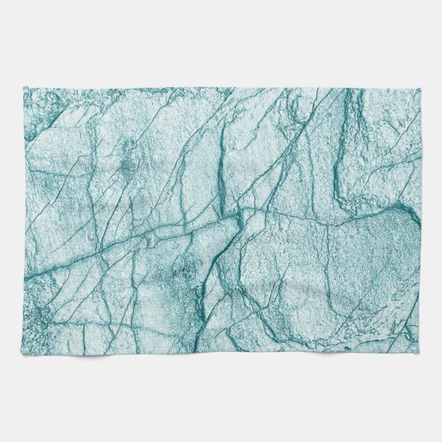 Dark Turquoise Marble Look Kitchen Towel (Horizontal)
