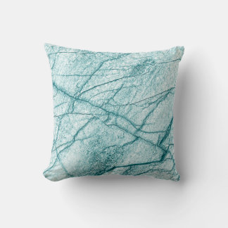 Dark Turquoise Marble Look Throw Pillow