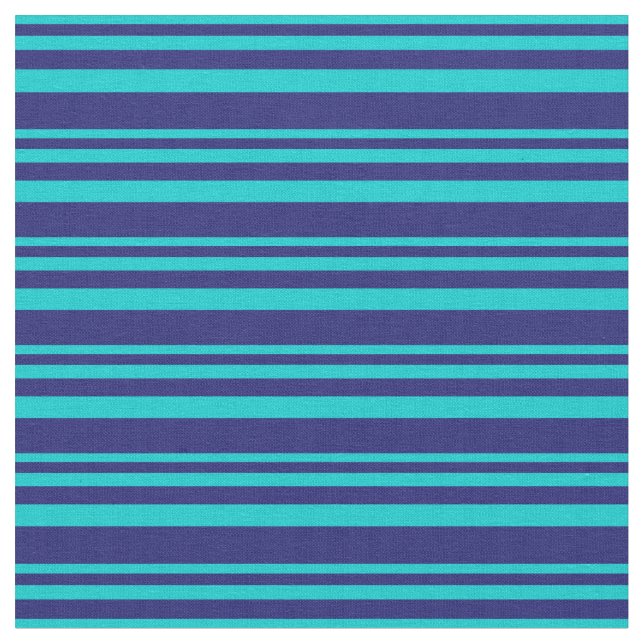 Dark Turquoise & Midnight Blue Colored Stripes Fabric (Close Up)