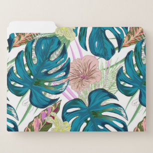 Dark turquoise monstera, delicate peach and yellow file folder