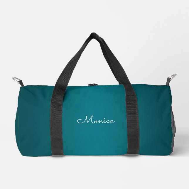Dark Turquoise Ombre Duffle Bag (Front)