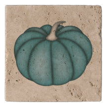 Dark Turquoise Pumpkin on Cream Trivet