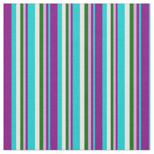Dark Turquoise, Purple, Plum, Dark Green & White Fabric