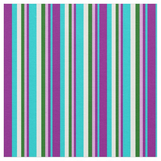 Dark Turquoise, Purple, Plum, Dark Green & White Fabric