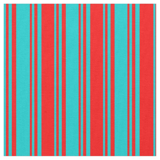 Dark Turquoise & Red Colored Pattern Fabric (Close Up)