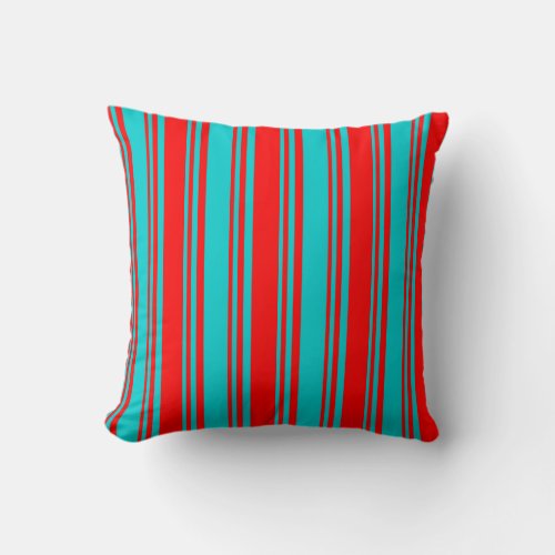 Dark Turquoise  Red Colored Pattern Throw Pillow