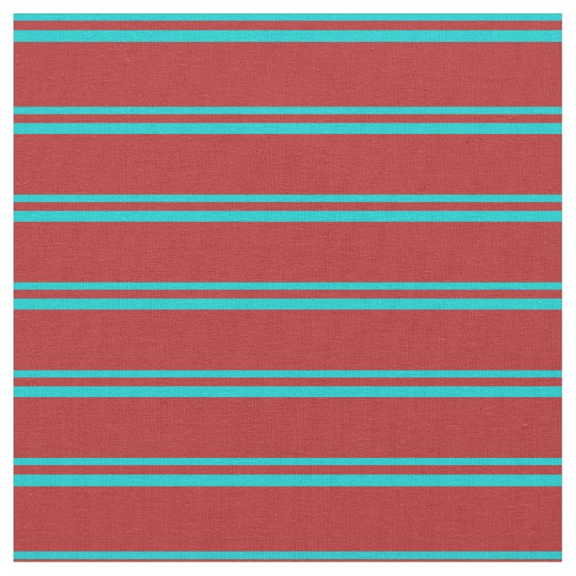 Dark Turquoise & Red Striped/Lined Pattern Fabric (Close Up)