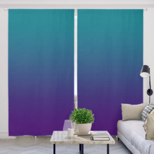 Dark Turquoise Royal Purple Gradient Blackout Curtains
