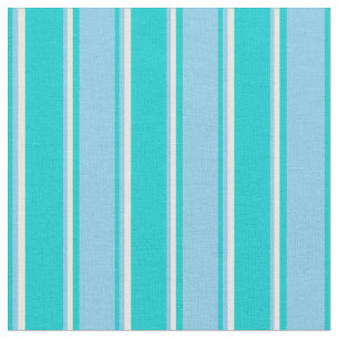 Dark Turquoise, Sky Blue, and White Colored Lines Fabric