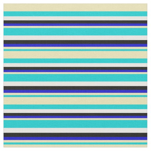 Dark Turquoise, Tan, Blue, Black & White Colored Fabric