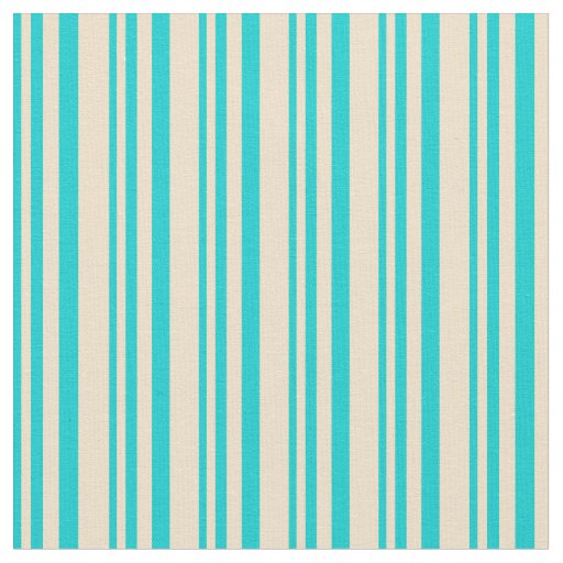 Dark Turquoise & Tan Colored Striped Pattern Fabric