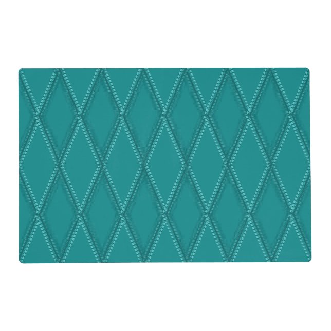 Dark Turquoise Teal Diamond Pattern Placemat (Front)