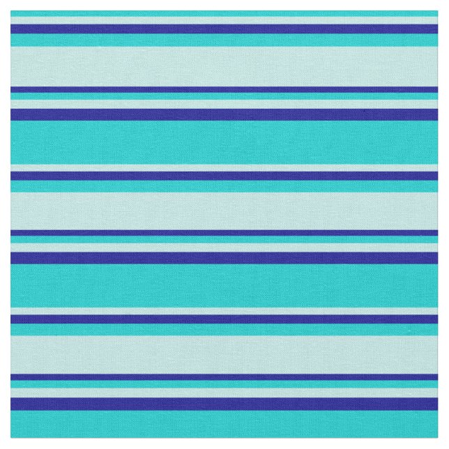 Dark Turquoise, Turquoise & Dark Blue Lines Fabric (Close Up)