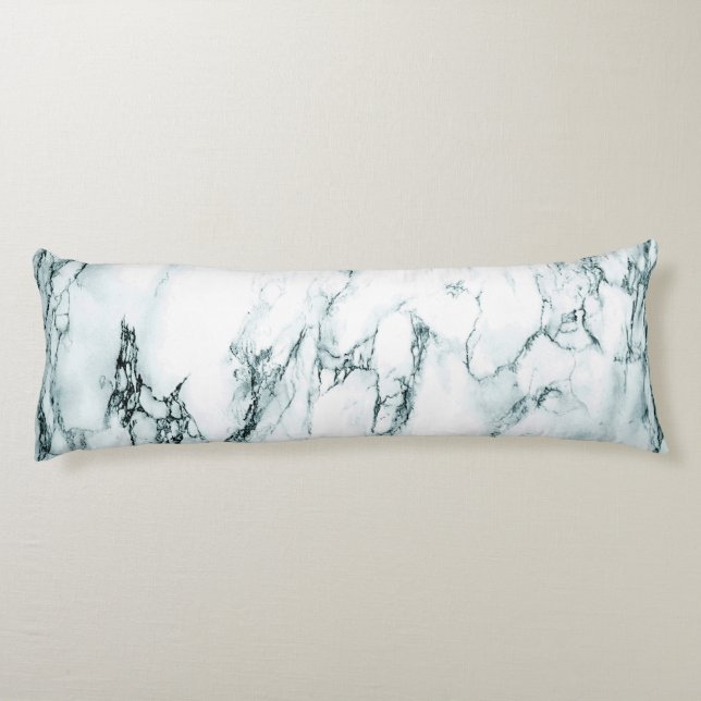 Dark Turquoise Vein Marble Look Body Pillow (Back)