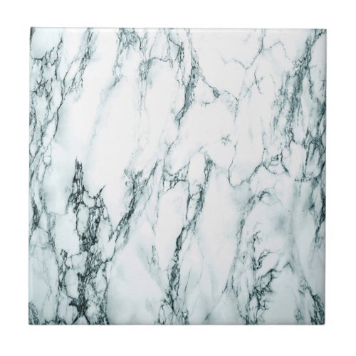 Dark Turquoise Vein Marble Look Ceramic Tile