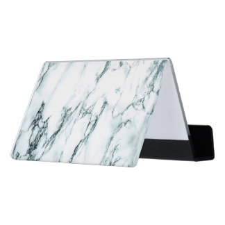 Dark Turquoise Vein Marble Look Desk Business Card Holder