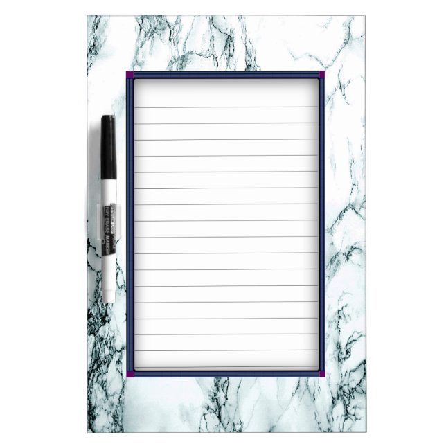 Dark Turquoise Vein Marble Look Dry Erase Board (Front)