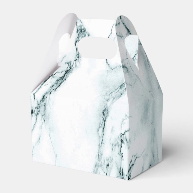 Dark Turquoise Vein Marble Look Favor Boxes (Front Side)
