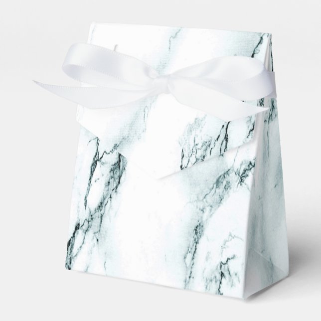 Dark Turquoise Vein Marble Look Favor Boxes (Front Side)