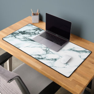 Dark Turquoise Vein Marble Look Gaming Pag Desk Mat