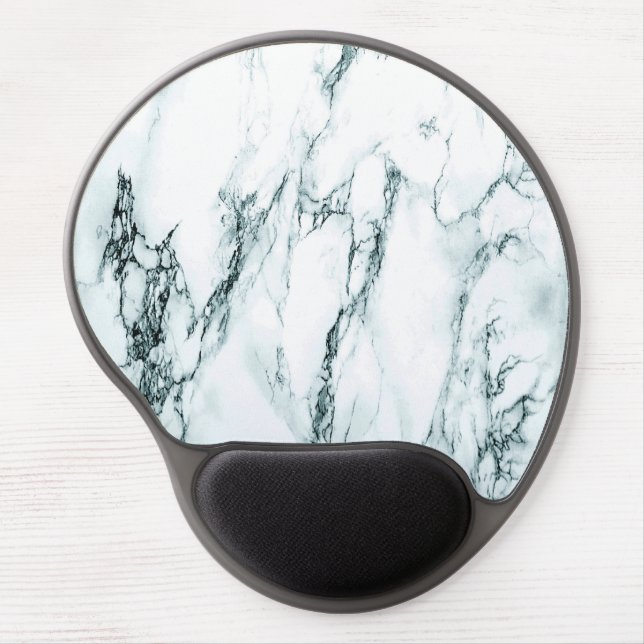 Dark Turquoise Vein Marble Look Gel Mouse Pad (Front)