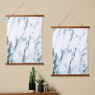 Dark Turquoise Vein Marble Look Hanging Tapestry